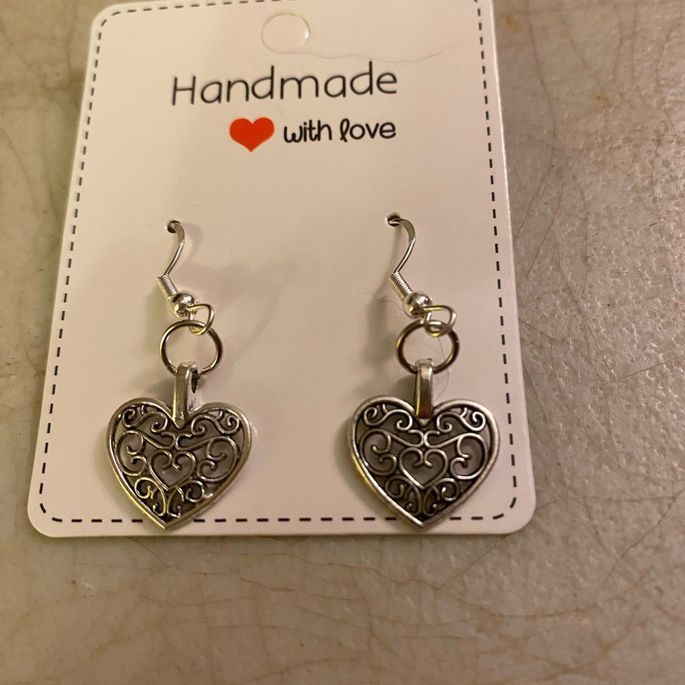 Silver heart earrings